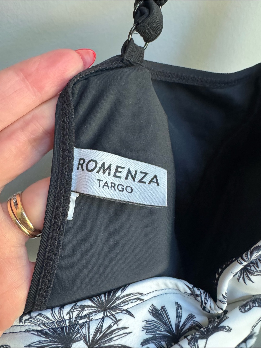 Romenza Classic Black & White Palm-Print One-Piece Swimsuit PIN UP SUIT - Picture 6 of 6